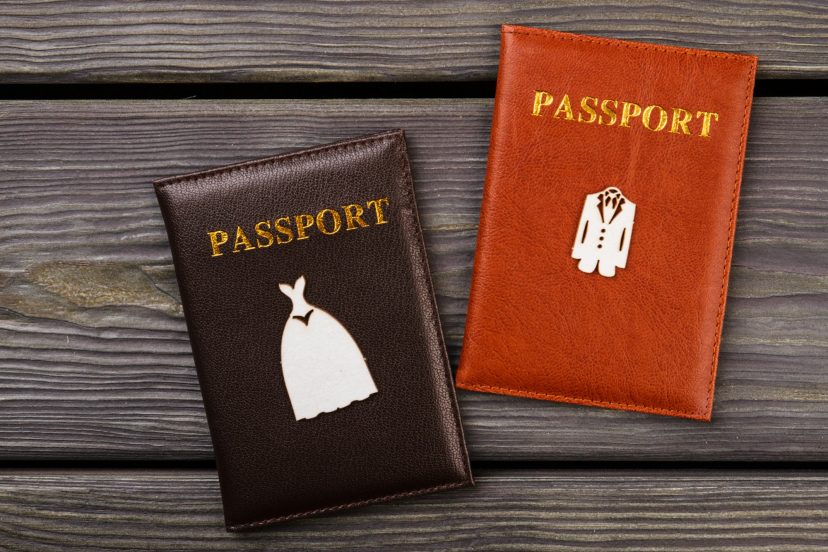 bride and groom passports for a statutory declaration of single status